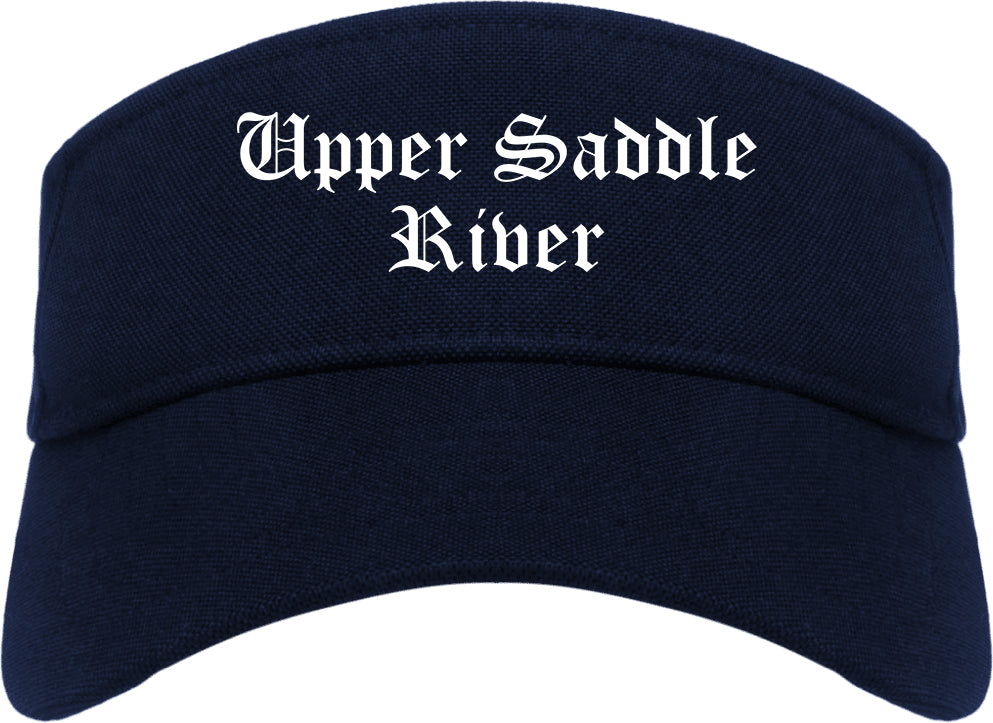 Upper Saddle River New Jersey NJ Old English Mens Visor Cap Hat Navy Blue