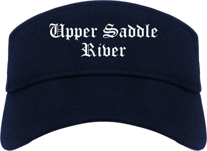 Upper Saddle River New Jersey NJ Old English Mens Visor Cap Hat Navy Blue