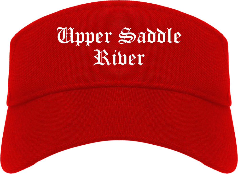 Upper Saddle River New Jersey NJ Old English Mens Visor Cap Hat Red