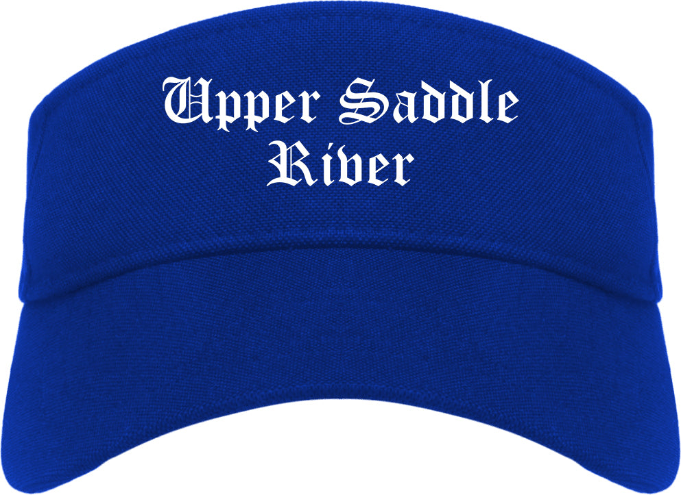 Upper Saddle River New Jersey NJ Old English Mens Visor Cap Hat Royal Blue