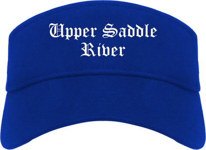 Upper Saddle River New Jersey NJ Old English Mens Visor Cap Hat Royal Blue