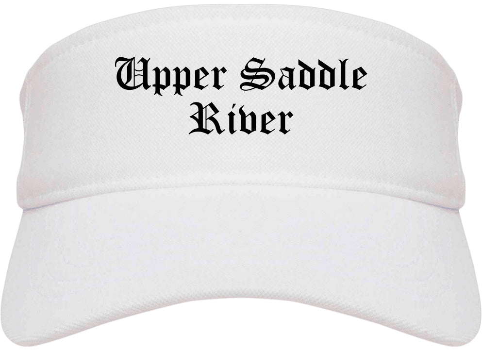 Upper Saddle River New Jersey NJ Old English Mens Visor Cap Hat White