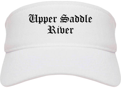 Upper Saddle River New Jersey NJ Old English Mens Visor Cap Hat White