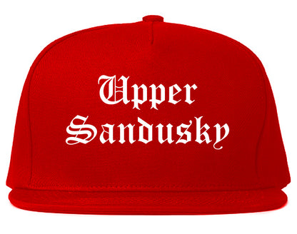 Upper Sandusky Ohio OH Old English Mens Snapback Hat Red