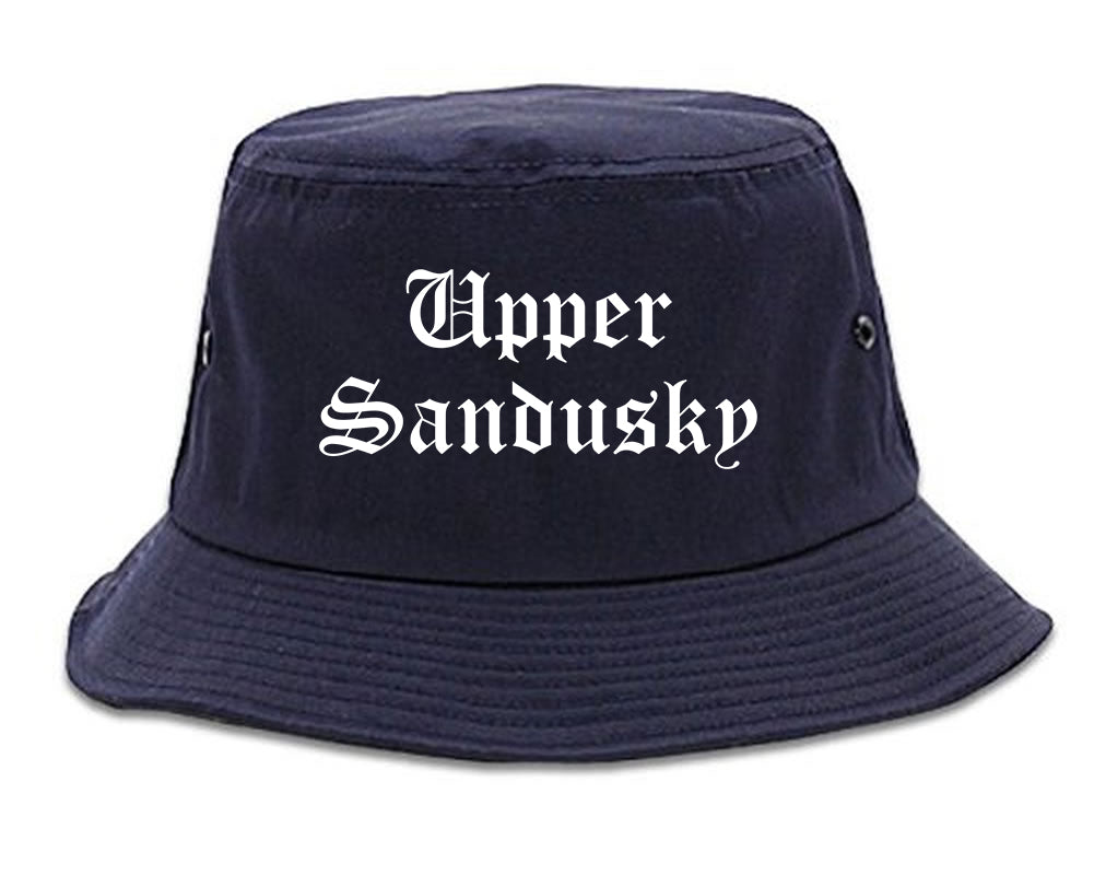 Upper Sandusky Ohio OH Old English Mens Bucket Hat Navy Blue