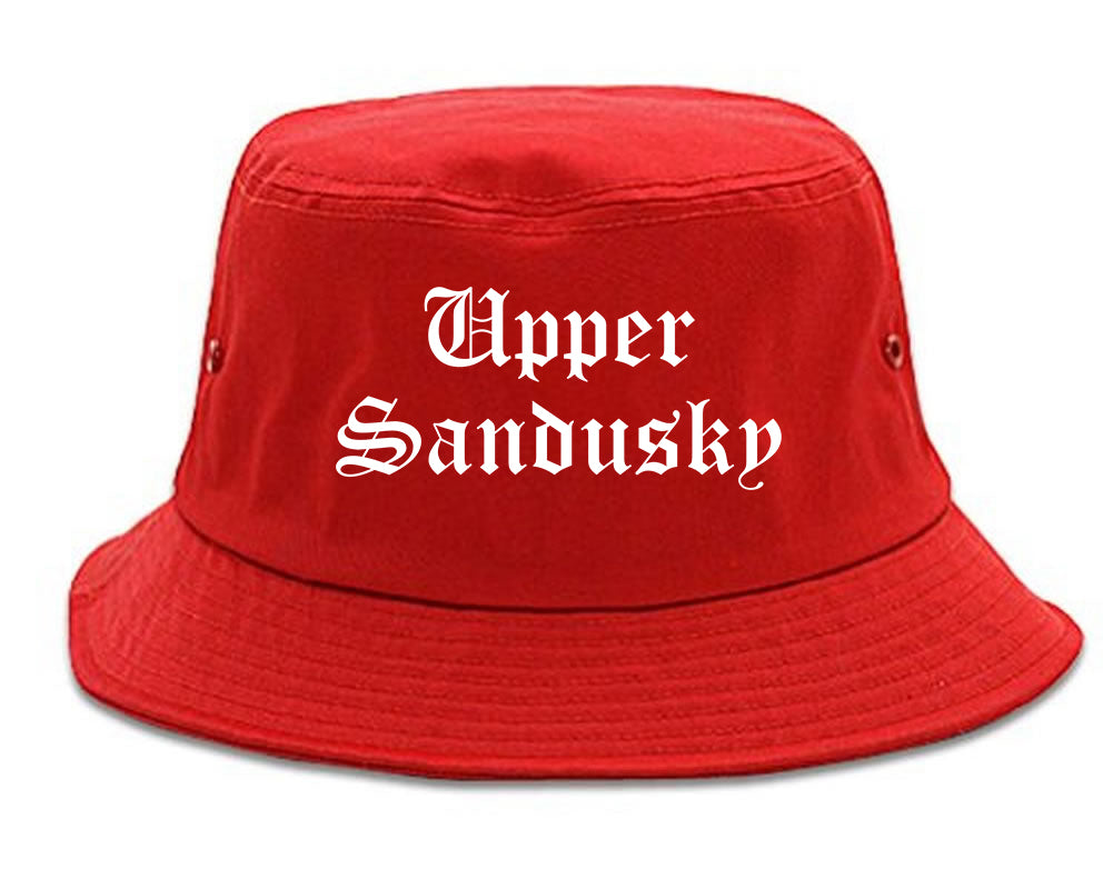 Upper Sandusky Ohio OH Old English Mens Bucket Hat Red