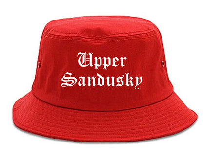 Upper Sandusky Ohio OH Old English Mens Bucket Hat Red