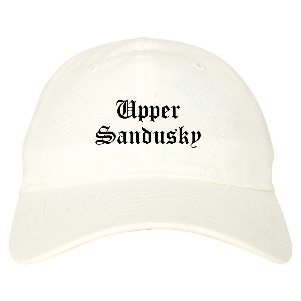 Upper Sandusky Ohio OH Old English Mens Dad Hat Baseball Cap White