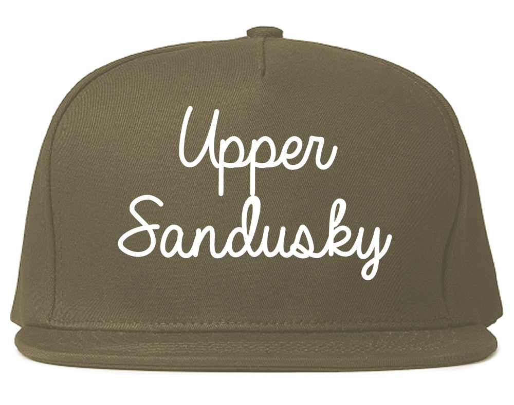 Upper Sandusky Ohio OH Script Mens Snapback Hat Grey