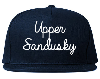 Upper Sandusky Ohio OH Script Mens Snapback Hat Navy Blue