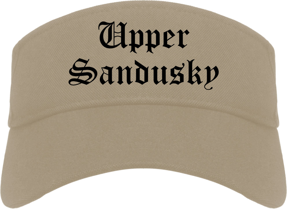 Upper Sandusky Ohio OH Old English Mens Visor Cap Hat Khaki