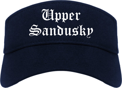 Upper Sandusky Ohio OH Old English Mens Visor Cap Hat Navy Blue