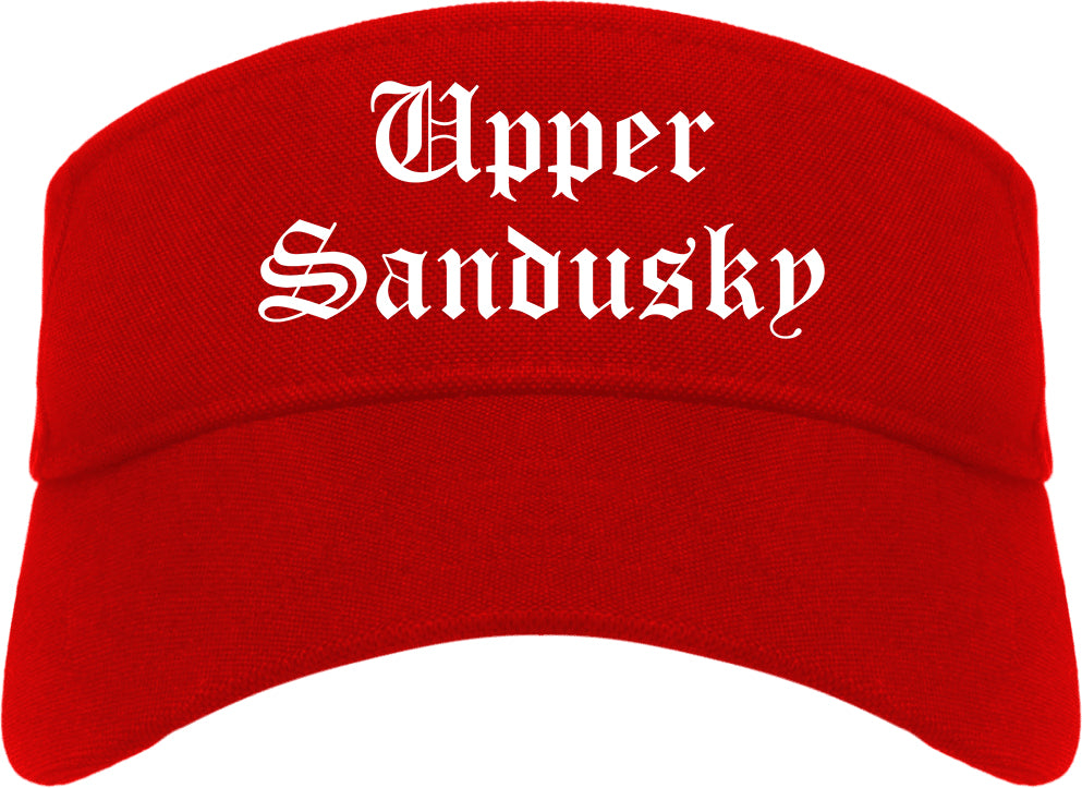 Upper Sandusky Ohio OH Old English Mens Visor Cap Hat Red
