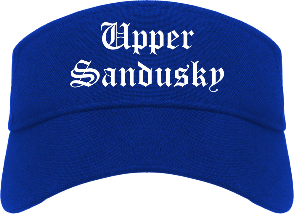 Upper Sandusky Ohio OH Old English Mens Visor Cap Hat Royal Blue