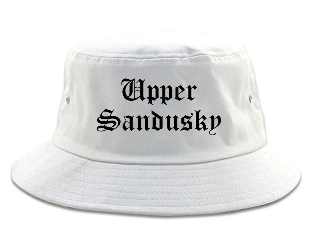 Upper Sandusky Ohio OH Old English Mens Bucket Hat White
