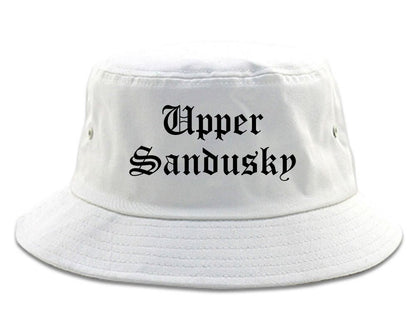 Upper Sandusky Ohio OH Old English Mens Bucket Hat White
