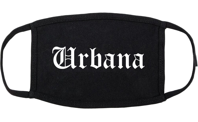 Urbana Illinois IL Old English Cotton Face Mask Black