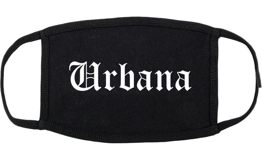Urbana Illinois IL Old English Cotton Face Mask Black