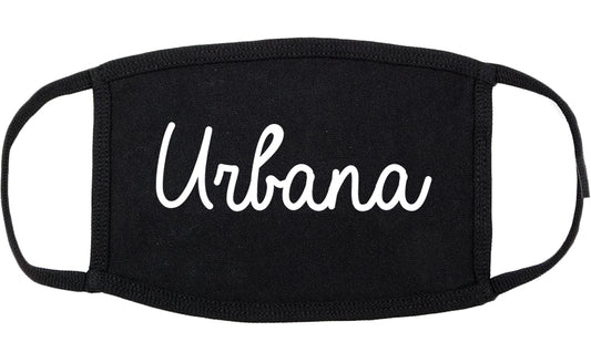 Urbana Illinois IL Script Cotton Face Mask Black