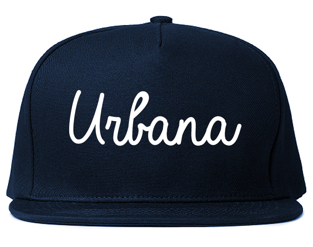 Urbana Illinois IL Script Mens Snapback Hat Navy Blue