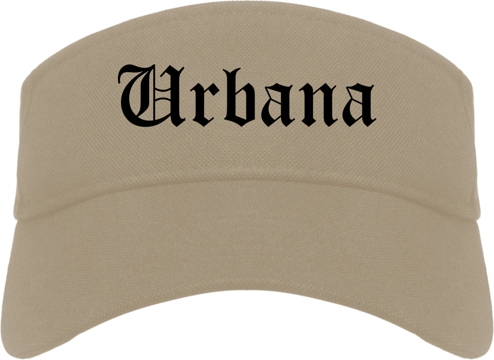 Urbana Illinois IL Old English Mens Visor Cap Hat Khaki