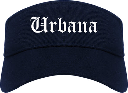 Urbana Illinois IL Old English Mens Visor Cap Hat Navy Blue