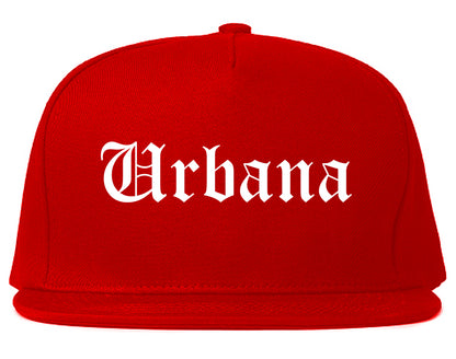 Urbana Ohio OH Old English Mens Snapback Hat Red