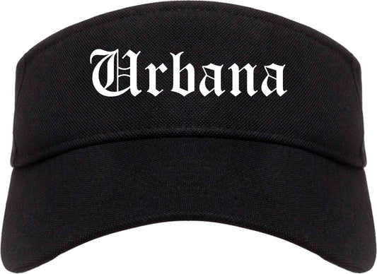 Urbana Ohio OH Old English Mens Visor Cap Hat Black