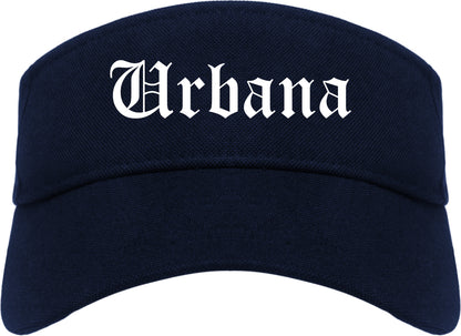 Urbana Ohio OH Old English Mens Visor Cap Hat Navy Blue