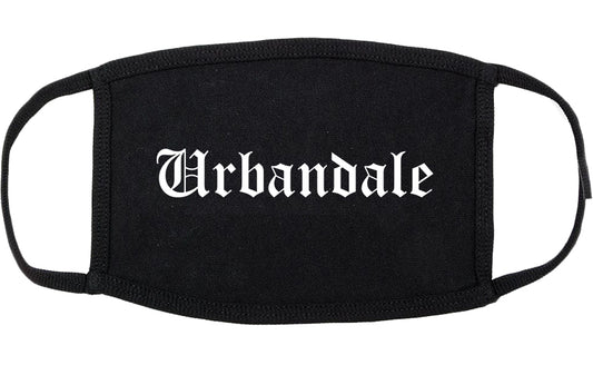 Urbandale Iowa IA Old English Cotton Face Mask Black