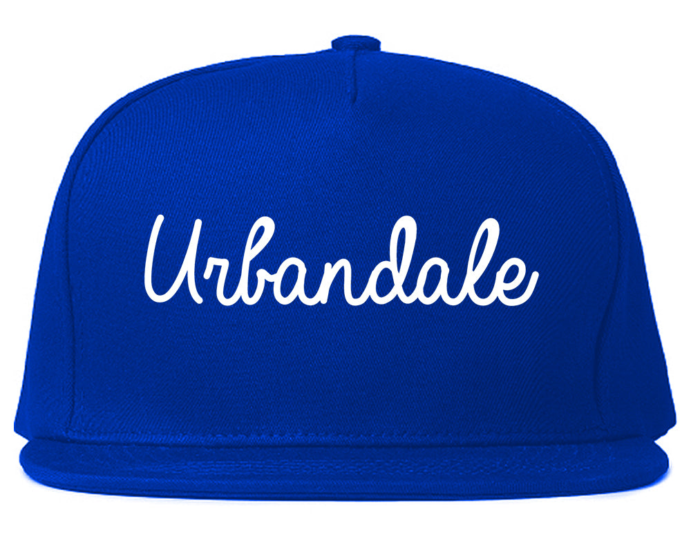 Urbandale Iowa IA Script Mens Snapback Hat Royal Blue