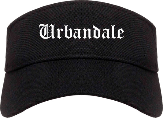 Urbandale Iowa IA Old English Mens Visor Cap Hat Black