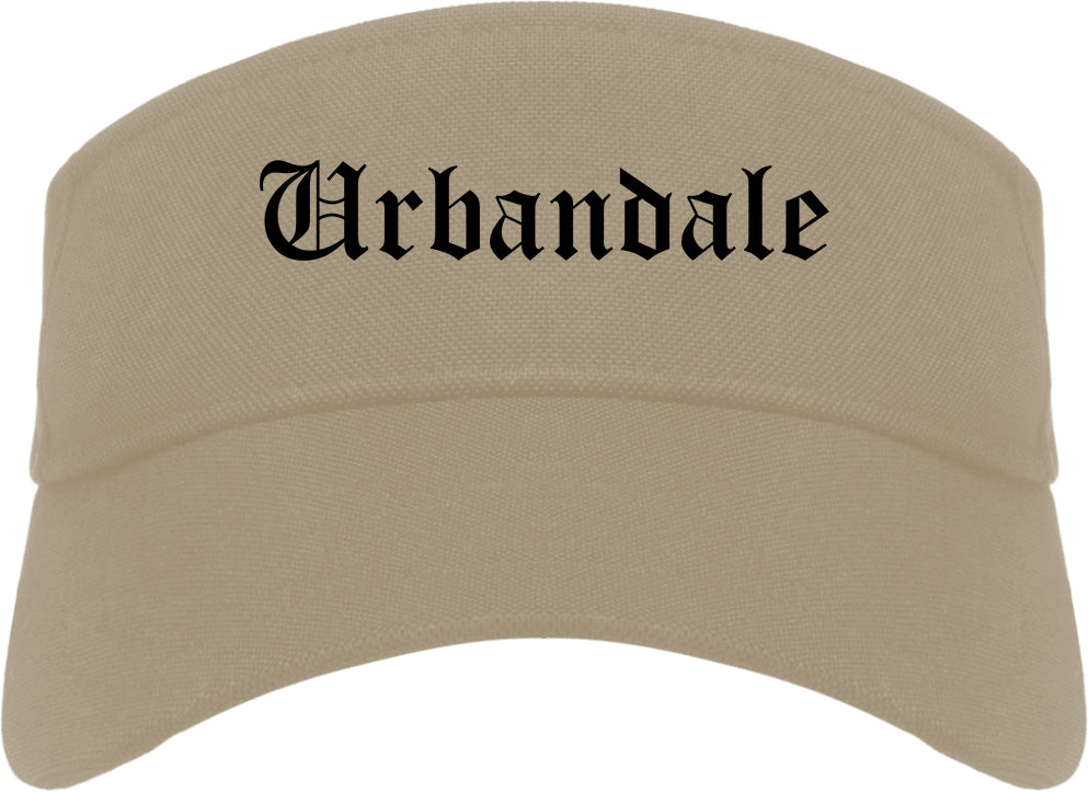 Urbandale Iowa IA Old English Mens Visor Cap Hat Khaki