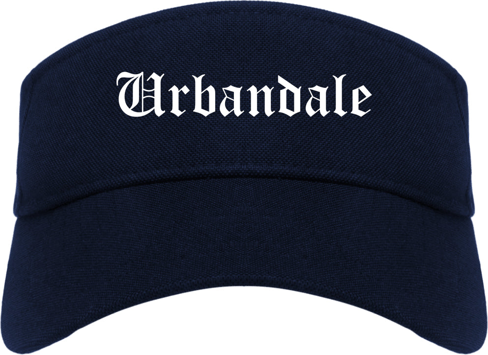 Urbandale Iowa IA Old English Mens Visor Cap Hat Navy Blue