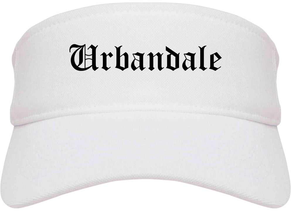 Urbandale Iowa IA Old English Mens Visor Cap Hat White