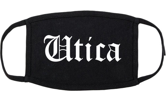 Utica Michigan MI Old English Cotton Face Mask Black