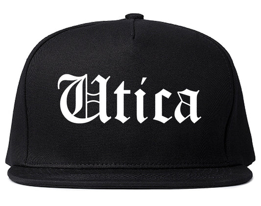 Utica Michigan MI Old English Mens Snapback Hat Black