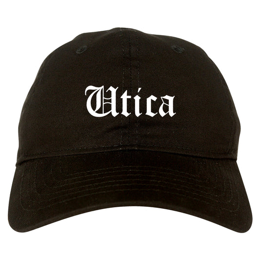 Utica Michigan MI Old English Mens Dad Hat Baseball Cap Black