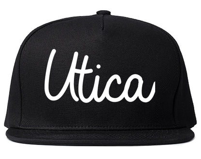 Utica Michigan MI Script Mens Snapback Hat Black