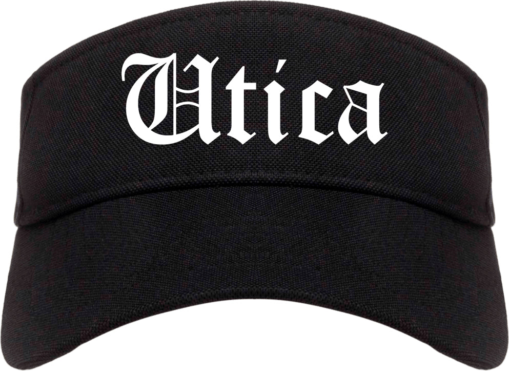 Utica Michigan MI Old English Mens Visor Cap Hat Black