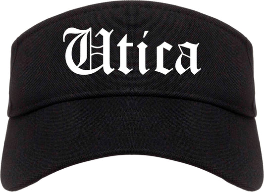 Utica Michigan MI Old English Mens Visor Cap Hat Black