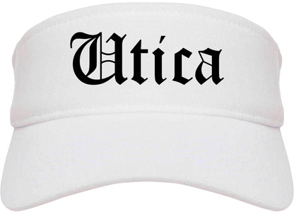 Utica Michigan MI Old English Mens Visor Cap Hat White