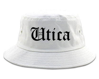 Utica Michigan MI Old English Mens Bucket Hat White