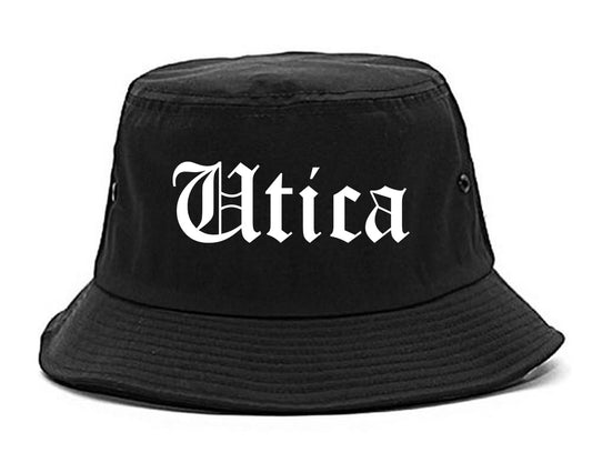 Utica New York NY Old English Mens Bucket Hat Black