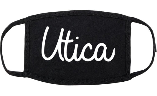 Utica New York NY Script Cotton Face Mask Black