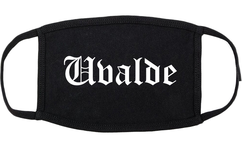 Uvalde Texas TX Old English Cotton Face Mask Black
