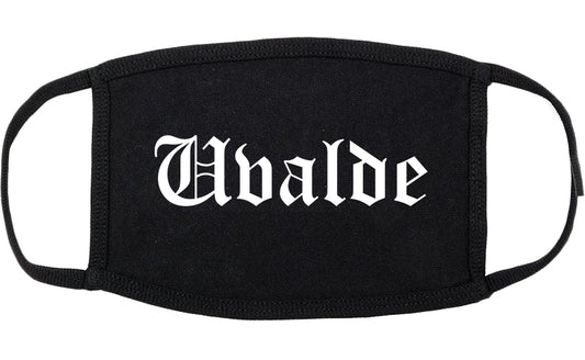 Uvalde Texas TX Old English Cotton Face Mask Black