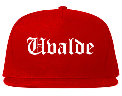 Uvalde Texas TX Old English Mens Snapback Hat Red