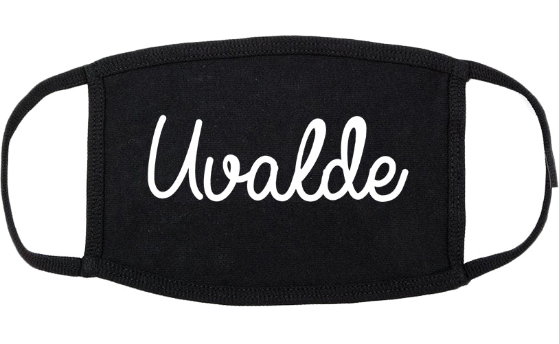 Uvalde Texas TX Script Cotton Face Mask Black