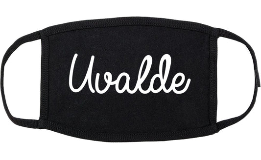 Uvalde Texas TX Script Cotton Face Mask Black